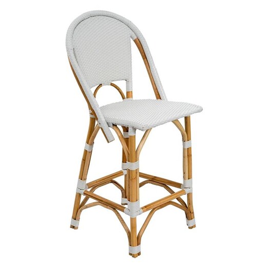 Picture of Positano Rattan Bar Stool in White by Casa Uno