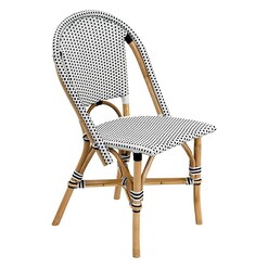 Picture of Positano Rattan Vintage Dining Chair in Black/White by Casa Uno