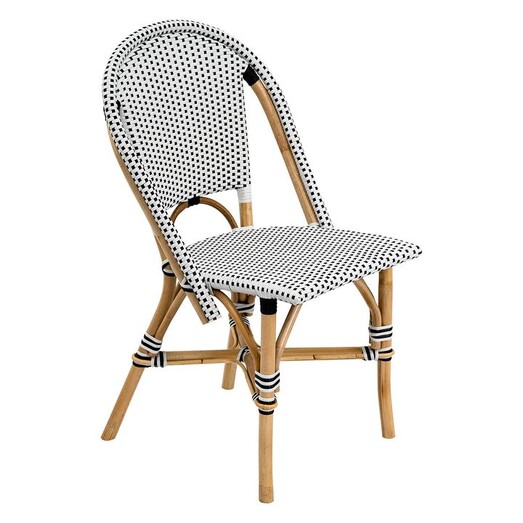 Picture of Positano Rattan Vintage Dining Chair in Black/White by Casa Uno