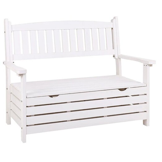 Picture of Pramer 2 Seater Outdoor Storage Bench Wood White Frisse Outdoors