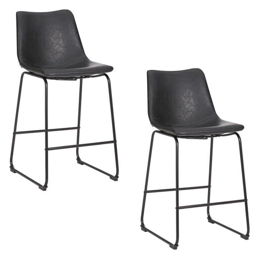 Picture of Prato Set of 2 Faux Leather Bar Stools Black casabona Picture of Prato Set of 2 Faux Leather Bar Stools Black casabona