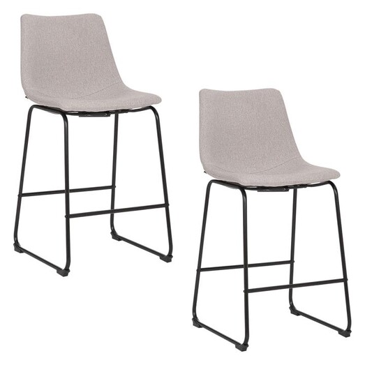 Picture of Prato Set of 2 Waterproof Fabric Bar Stools Light Grey casabona
