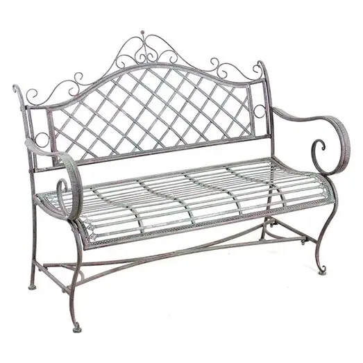 Picture of Provence Outdoor Bench Metal Taupe/Light Green Artisan Homewares