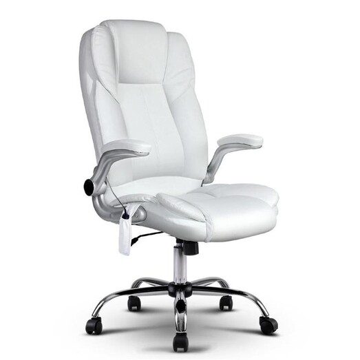 Picture of PU Leather 8 Point Massage Office Chair - White