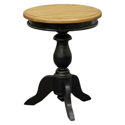 Picture of Queen Ann Round Timber Side Table, Unadorned Mahogany Black/Caramel Kayu Estate
