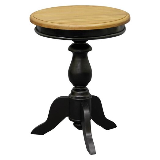 Picture of Queen Ann Round Timber Side Table, Unadorned Mahogany Black/Caramel Kayu Estate