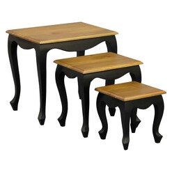 Picture of Queen Ann Timber Side Table (Set of 3) Mahogany Black/Caramel Kayu Estate