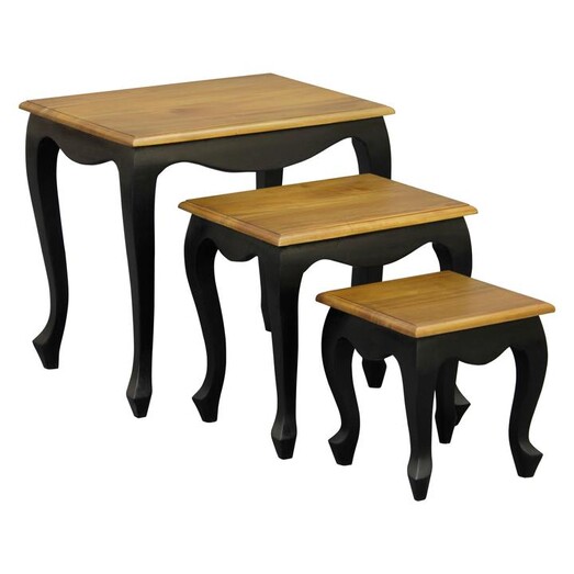 Picture of Queen Ann Timber Side Table (Set of 3) Mahogany Black/Caramel Kayu Estate Picture of Queen Ann Timber Side Table (Set of 3) Mahogany Black/Caramel Kayu Estate