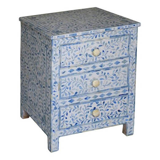Picture of Rachman 3-Drawer Side Table Natural Mineral Blue/White Status Collections