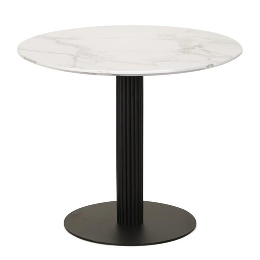 Picture of Rafael Round Dining Table With Marble Effect 90cm - Black Metal Frame - White Sevella Picture of Rafael Round Dining Table With Marble Effect 90cm - Black Metal Frame - White Sevella