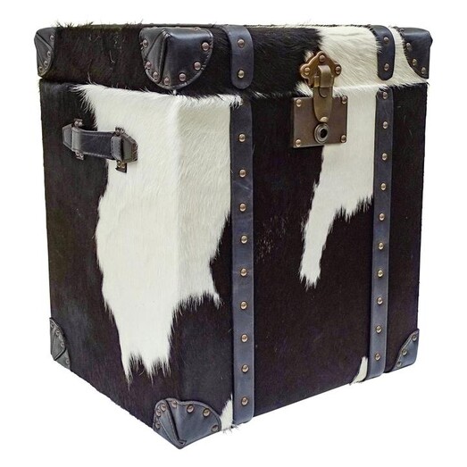 Picture of Ranch Trunk Side Table Hair On Hide Black/White Searles Homewares