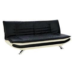 Picture of Randi 3-Seater Faux Leather Sofa Bed Black Unique Home