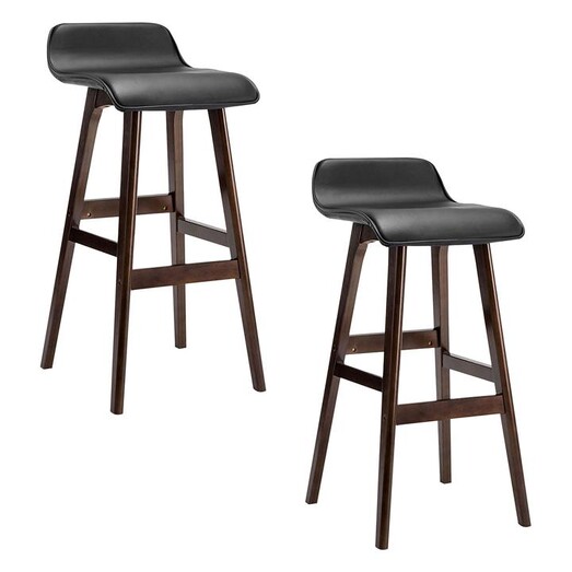 Picture of Rashek Bar Stool, Black (Set of 2) Faux Leather Resort Living Picture of Rashek Bar Stool, Black (Set of 2) Faux Leather Resort Living