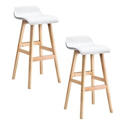 Picture of Rashek Bar Stool, White (Set of 2) Faux Leather Resort Living