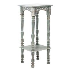 Picture of Reef Wooden Side Table with Shelf in Blue by Artisan Homewares