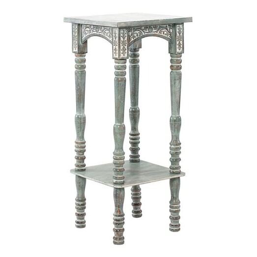 Picture of Reef Wooden Side Table with Shelf in Blue by Artisan Homewares Picture of Reef Wooden Side Table with Shelf in Blue by Artisan Homewares