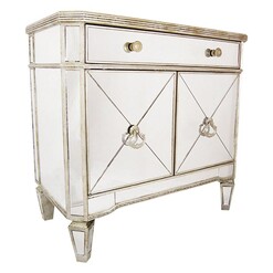 Picture of Relik 1-Drawer 2-Door Mirrored Dresser MDF Silver Dasch Design