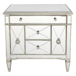Picture of Relik 5-Drawer Mirrored Dresser MDF Silver Dasch Design