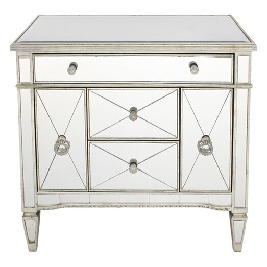 Picture of Relik 5-Drawer Mirrored Dresser MDF Silver Dasch Design Picture of Relik 5-Drawer Mirrored Dresser MDF Silver Dasch Design