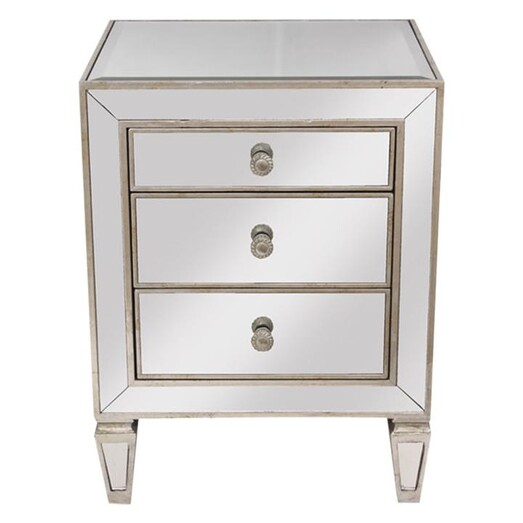 Picture of Relik Mirrored Bedside Table, Seamless MDF Silver Dasch Design