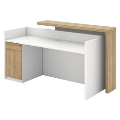 Picture of Renna Reception Desk with Cabinet Melamine Natural/White Iniko
