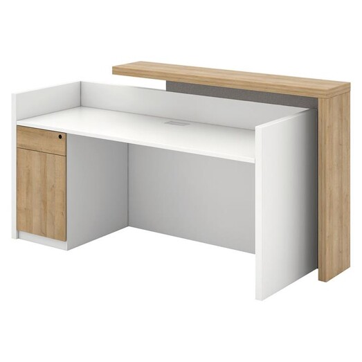 Picture of Renna Reception Desk with Cabinet Melamine Natural/White Iniko