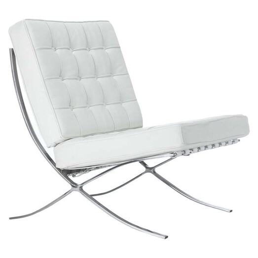Picture of Replica Barcelona Chair, White Leather SkyBlue