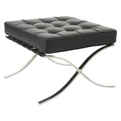 Picture of Replica Barcelona Ottoman, Black Leather SkyBlue
