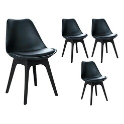 Picture of Replica Charles & Ray Eames DSW PU Leather Dining Chair (Set of 4) Plastic Black Resort Living