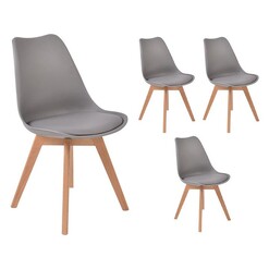 Picture of Replica Eames Set of 4 Faux Leather Dining Chairs Grey Levede