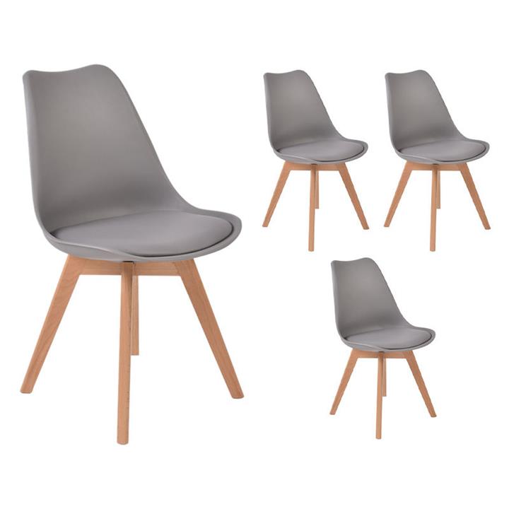 Picture of Replica Eames Set of 4 Faux Leather Dining Chairs Grey Levede