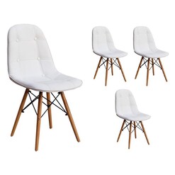 Picture of Replica Eames Set of 4 Tufted Faux Leather Dining Chairs Assorted Levede