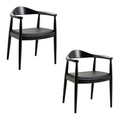 Picture of Replica Hans Wegner Round Set of 2 Armchairs Ash Black casabona
