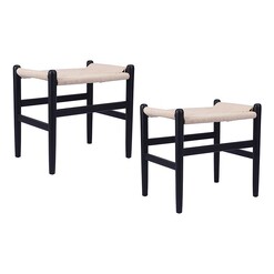 Picture of Replica Hans Wegner Wishbone Dining Low Stool (Set of 2) in Black/Natural by casabona