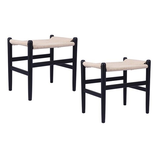 Picture of Replica Hans Wegner Wishbone Dining Low Stool (Set of 2) in Black/Natural by casabona