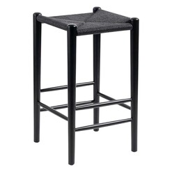 Picture of Replica Hans Wegner Wishbone Timber Bar Stool in Black by casabona