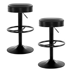 Picture of Reyes Bar Stool (Set of 2) Faux Leather Black Resort Living