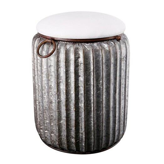 Picture of Ridged Metal Storage Stool Silver/White Alliance Furniture