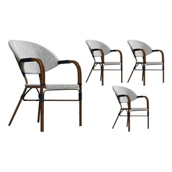 Picture of Riley Set of 4 Outdoor Dining Armchairs Steel Brown E-living