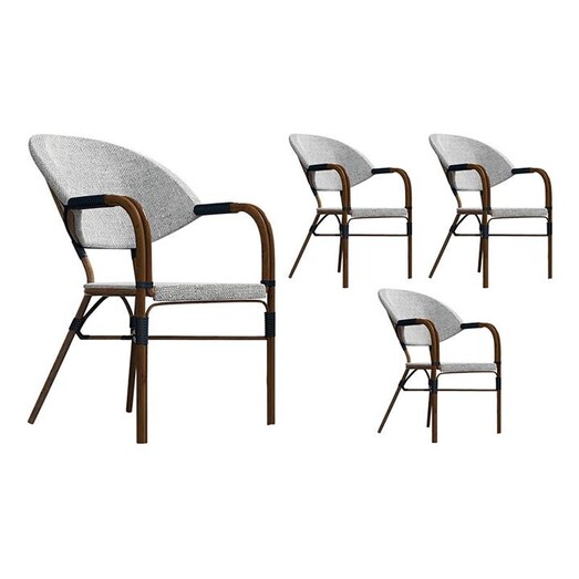 Picture of Riley Set of 4 Outdoor Dining Armchairs Steel Brown E-living