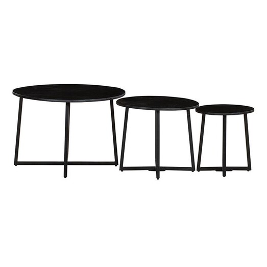 Picture of Rio Set of 3 Round Nested Coffee Table in Black by Fab Habitat