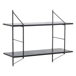 Picture of Riyev 2-Tier Wall Mounted Shelf Wood Black Iniko