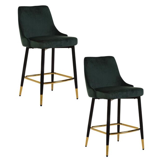 Picture of Robin Set of 2 Velvet Bar Stools in Green by Bay Road Designs Picture of Robin Set of 2 Velvet Bar Stools in Green by Bay Road Designs