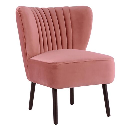 Picture of Roldani Velvet Lounge Chair, Black Legs in Pink by D&D Design