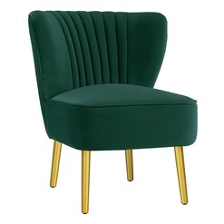 Picture of Roldani Velvet Lounge Chair, Gold Legs in Green by D&D Design