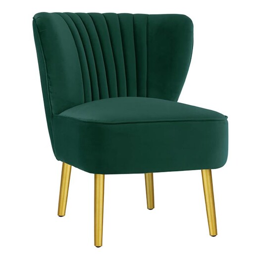 Picture of Roldani Velvet Lounge Chair, Gold Legs in Green by D&D Design