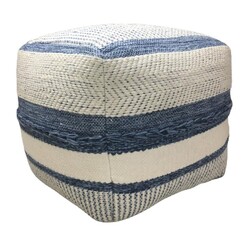 Picture of Roly Kilim Ottoman Cotton Blue/White Status Collections