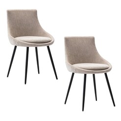 Picture of Romana Set of 2 Upholstered Dining Chairs Polyester Beige Emporium Oggetti