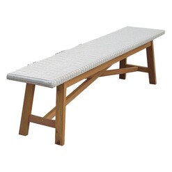 Picture of Rosita 3 Seater Indoor/Outdoor Wicker & Timber Bench in Off-White/Natural by Nova Caeli