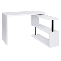 Picture of Rotary Corner Desk with Bookshelf - White
